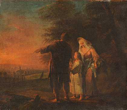 神圣的家庭在去耶路撒冷的路上`Holy Family on the way to Jerusalem by Johann Conrad Seekatz