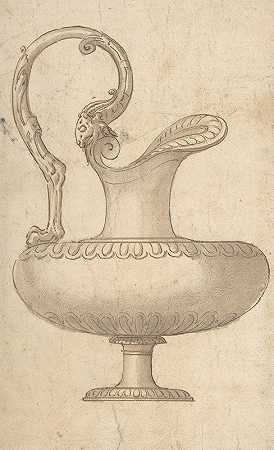 古色古香的壶画`Drawing of a Ewer in Antique Style (early 16th century) by Giulio Romano