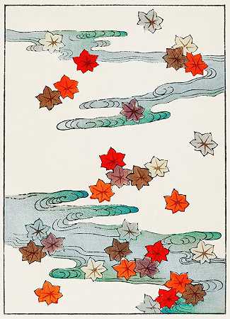 秋水插画`Autumn and water illustration by Watanabe Seitei