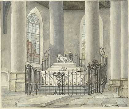 卡萨里娜·阿利达·范德杜森的陵墓纪念碑，位于库伦伯格的一座教堂内`Grafmonument van Catharina Alida van der Dussen, in een kerk te Culemborg (1843) by Gerrit Lamberts