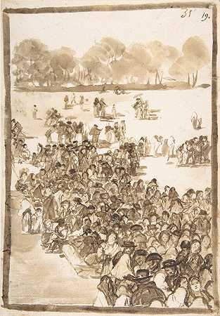公园里的人群`Crowd in a Park (ca. 1812–20) by Francisco de Goya