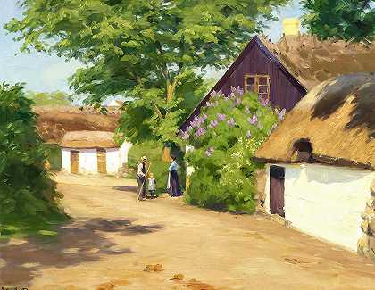 星期六在村里`Sommerdag i landsbyen by Hans Andersen Brendekilde