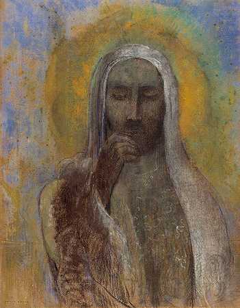 沉默的基督`Le Christ du silence (1890~1907) by Odilon Redon