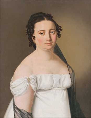冈德芬根夫人的肖像`Portrait of Mrs. Gundelfingenová (1810–1820) by Jozef Czauczik