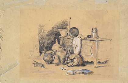 静物`Still Life (19th century) by Jules Dupré