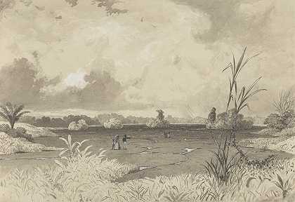 沥青湖`The Pitch Lake (1857) by Michel Jean Cazabon