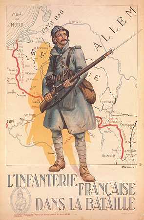 战斗中的法国步兵`Linfanterie française dans la bataille (1915) by H. Delaspre