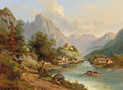普斯特塔尔兰德克景观`View of Landeck, Pustertal by Edmund Höd