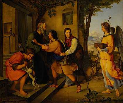 托拜厄斯的回归`The Return Of Tobias (1823) by Moritz Daniel Oppenheim