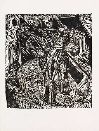 酒鬼猎人`Trinkender Jäger (1919) by Ernst Ludwig Kirchner
