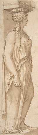 向右的石蕊`Caryatid Facing Right (mid~16th Century) by Pirro Ligorio