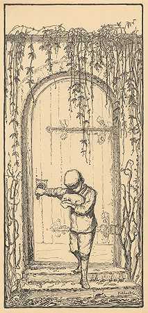 在门口牵着猫的男孩`Jongen met kat bij een deur (1887 ~ 1916) by Willem Pothast