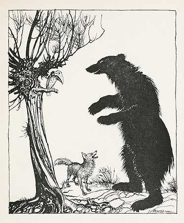 熊和狐狸`The Bear and the Fox (1912) by Arthur Rackham
