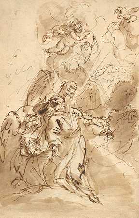 圣方济各的狂喜（雷克托）`The Ecstasy of Saint Francis (recto) (1706~1720) by Sebastiano Ricci
