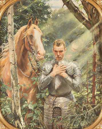 条顿骑士团骑士`Knight of the Teutonic Order by Theodor Bohnenberger