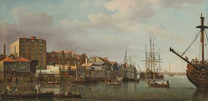 瓦平泰晤士河风景`View of the Thames at Wapping by Samuel Scott