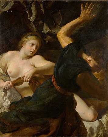 约瑟夫和波提乏妻子`Joseph and Potiphars wife by Antoine Rivalz