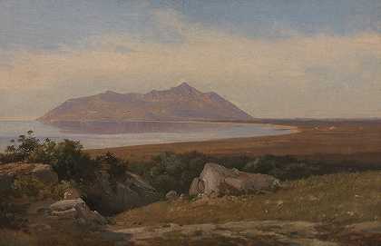 从Terracina区看到的蒙特·Circeo`Monte Circeo Seen from the District of Terracina (1829 ~ 1839) by Jørgen Sonne