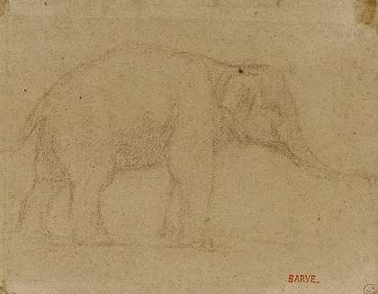 研究行走的大象`Etude déléphant marchant (19th century) by Antoine-Louis Barye