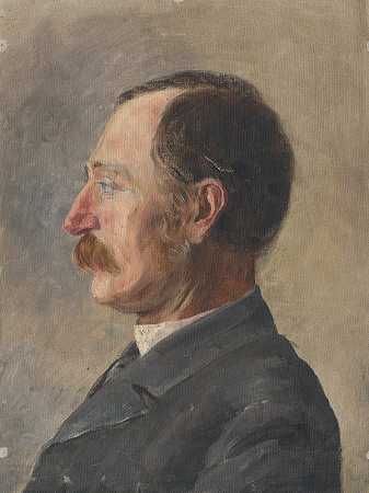 人的头像研究`Head Study of Man in Profile (1890–1900) by Aurel Ballo