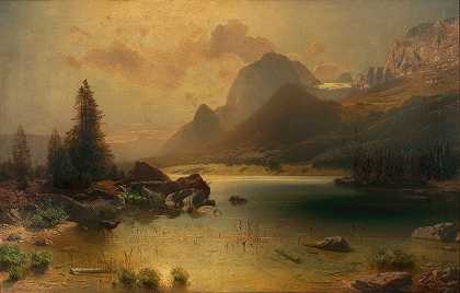 贝赫特斯加登附近的腹地`Hintersee bei Berchtesgaden (1864) by Eugen Jettel