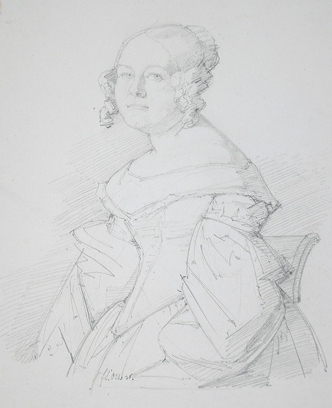 女人的肖像`Portrait of a Woman (1838) by Johannes Samuel Otto
