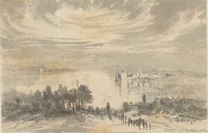 风景——海湾上的小镇`Landscape – Town on a Bay (19th century) by Robert Walter Weir