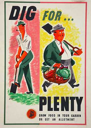挖掘。。。大量在你的花园里种植食物或获得分配`Dig for…Plenty. Grow food in your garden or get an allotment (between 1939 and 1946)