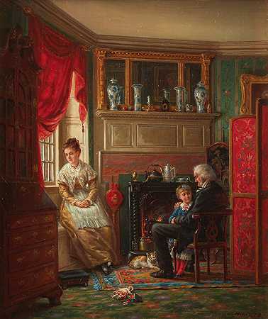 在火边`By the Fire (1878) by Edward Lamson Henry
