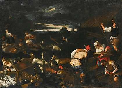 诺亚洪水过后的牺牲`Noahs Sacrifice After The Flood by Follower of Jacopo da Ponte