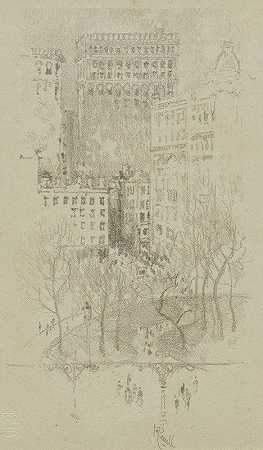 联合广场`Union Square (1905) by Joseph Pennell