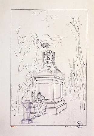 女人为哭泣墓碑`Femme pleurant auprès dune stèle funéraire (1735 ~ 1815) by Guillaume Boichot