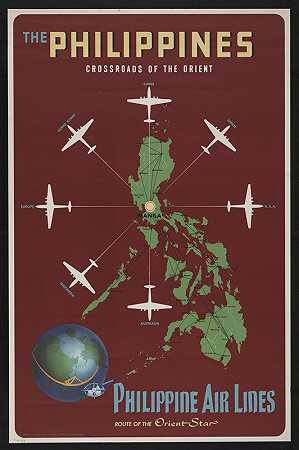 菲律宾，东方菲律宾航线的十字路口，东方之星的航线`The Philippines, crossroads of the Orient Philippine Air Lines, route of the Orient Star (1930) by Walther-Boland Associates