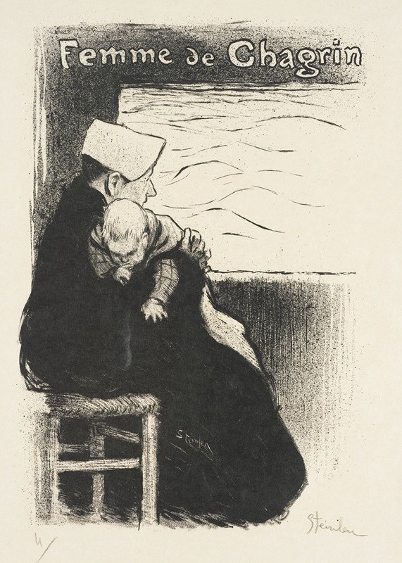 悲伤的女人`Femme de Chagrin (1894) by Théophile Alexandre Steinlen