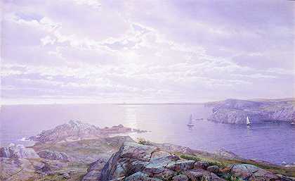 岩石湾`Rocky Cove (1876) by William Trost Richards