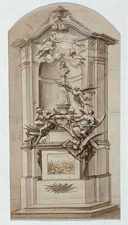 维也纳圣斯蒂芬大教堂萨伏伊王子尤金墓设计`Entwurf für das Grabmal des Prinzen Eugen von Savoyen im Wiener Stephansdom (1740) by Jakob Gabriel Mollinarolo