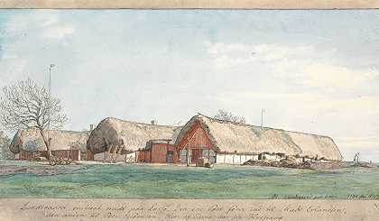 伦德斯加尔德大约在洛斯æ的中部`Lundsgaard omtrent midt på Læssø (1848 ~ 1849) by P. C. Skovgaard