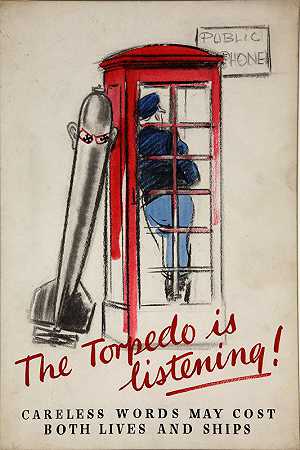 鱼雷在听！粗心的言辞可能会导致生命和船只的损失`The torpedo is listening! Careless words may cost both lives and ships (between 1939 and 1946)