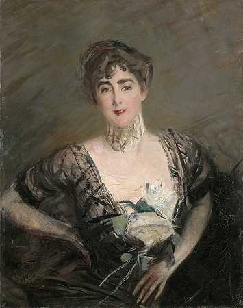 约瑟芬·阿尔韦尔·德埃拉苏利兹肖像`Portrait der Josefina Alvear de Errazuriz by Giovanni Boldini