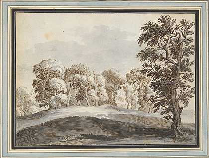 山那边的树丛`Clump of Trees Beyond Hills (17th century) by Circle of Gillis Neyts