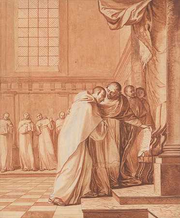 联盟的支持者将这位受祝福的修道院院长追到罗马`Supporters of the league pursue the Blessed Abbot to Rome (1707) by Matthieu Elias