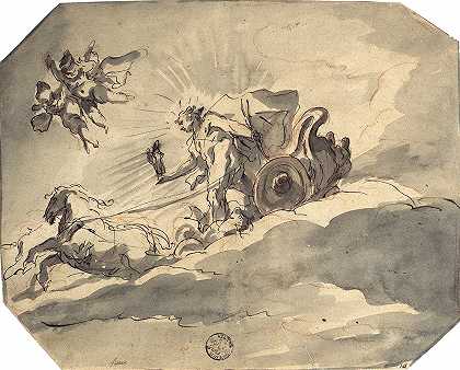 阿波罗在他的战车里`Apollo in his Chariot (1730) by Cosmas Damian Asam