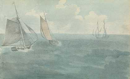 三艘船在海上`Three Ships at Sea by Thomas Bradshaw