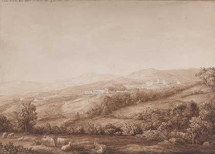 阿尔班山上的马里诺景观`View of Marino in the Alban Hills by Jakob Philipp Hackert