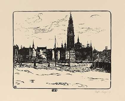 安特卫普大教堂`Kathedrale in Antwerpen (1908) by Wilhelm Laage