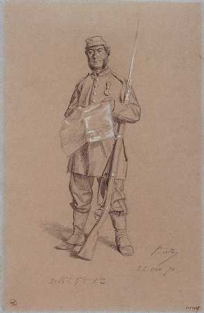 古米先生在巴黎围攻期间的肖像。`Portrait de M. Goumy pendant le siège de Paris. (1870) by Alexandre Bida