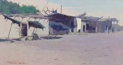 埃及亚历山大赫特人村`Village Hutts, Alexandria, Egypt (1890) by Eric Pape