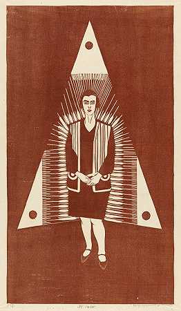 三角队的年轻女子`Jonge vrouw voor driehoek (1929) by Samuel Jessurun de Mesquita
