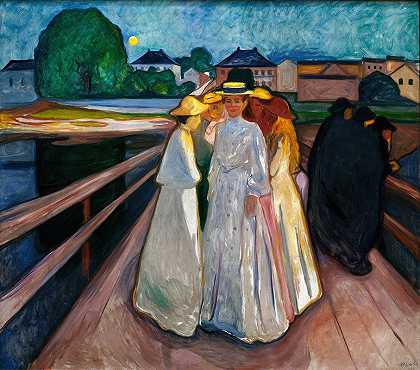 在桥上`On the Bridge (1903) by Edvard Munch