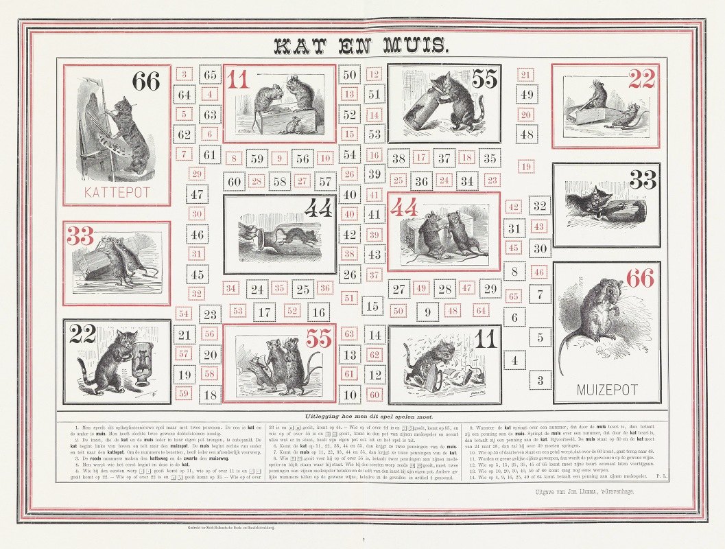 我不记得了`Kat en muis (1883) by Palmer Cox